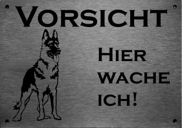 Edelstahl Warnschild Deutscher Schäferhund VORSICHT Hier wache ich!